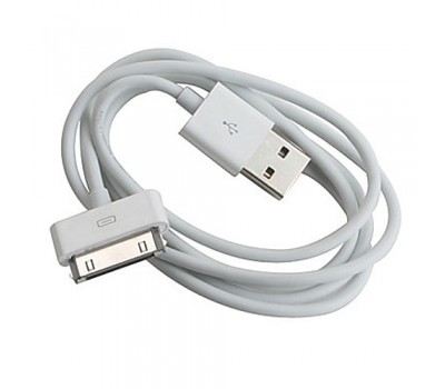 USB Кабель круглый DeTech Iphone 4 White, 1м