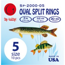 Заводные кольца Oval Split Rings Zn #5 (dia 8X4 mm, 20 kg...