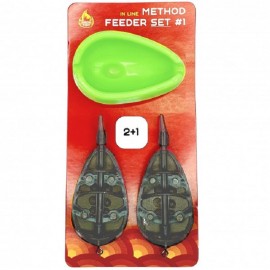 OGON FISH In line Method Feeder Set #1 2 кормушки  50+50 gr + 1 персс-форма