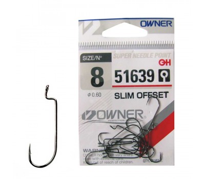 Офсетный крючок OWNER 9шт SLIM OFFSET 51639-8