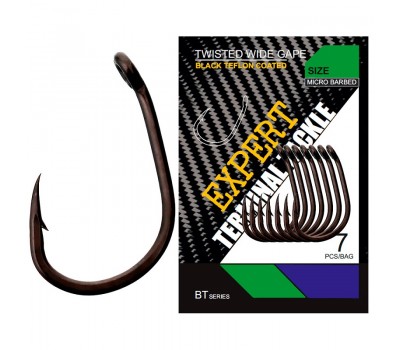 Крючок CARP PRO Black Teflon Wide Gape Twisted №4 7шт