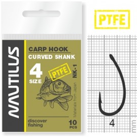 Крючок Nautilus Carp Curved Shank 1PTFE № 4