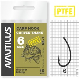 Крючок Nautilus Carp Curved Shank 1PTFE № 6