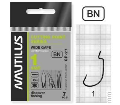 Крючок офсетный Nautilus Offset Cutting Point series Wide Gape 27 BC № 1