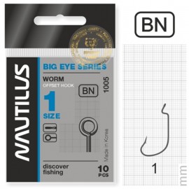 Крючок офсетный Nautilus Offset Big Eye Series Worm 1005 №1