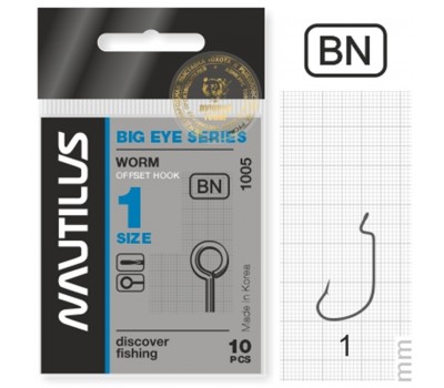 Крючок офсетный Nautilus Offset Big Eye Series Worm 1005 №1