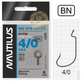 Крючок офсетный Nautilus Offset Big Eye Series Worm 1005 ...