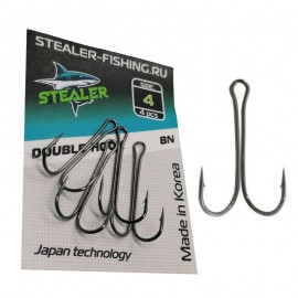 Двойной крючок STEALER DOUBLE HOOK №4 (black nickel) (4 шт.)