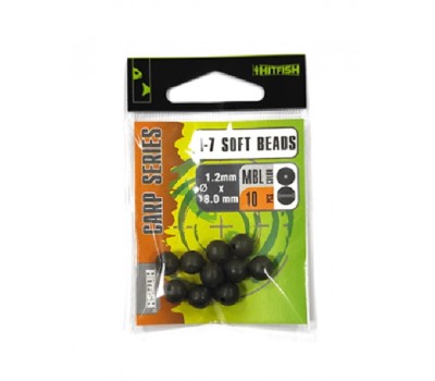 A-7 Резиновые бусины HITFISH CARP SERIES A-7 SOFT BEADS d.1.2mm x 6.0 mm MBL (11 шт/уп)