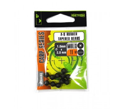 A-8 Резиновые бусины HITFISH CARP SERIES A-8 RUBBER TAPERED BEADS d.1.0mm x 2.0 mm MBL (11 шт/уп)