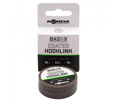 Поводковый материал KORDA Basix Coated Hooklink 18lb 10м Camo green