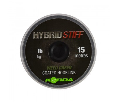 Поводковый материал KORDA Hybrid Stiff  Weedy green 20lb 15м