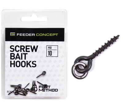Крепления для бойлов/приманок Feeder Concept Flat Method SCREW BAIT HOOKS 10шт.