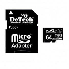 Карты памяти DeTech SD 64GB +adapter class10