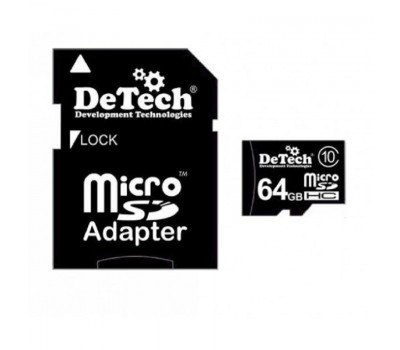 Карты памяти DeTech SD 64GB +adapter class10