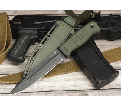 Нож Кизляр Витязь AUS-8 )чёрный стоунвош ц Олива