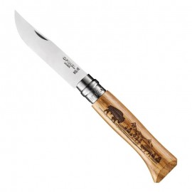 Нож Opinel №8 Animalia, нержавеющая сталь, рукоять дуб, гравировка бизон