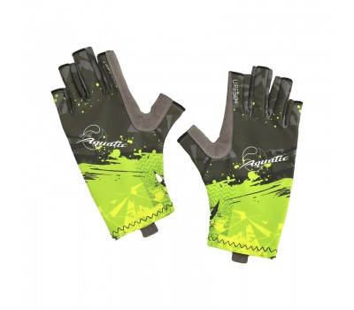 Перчатки для рыбалки летние Aquatic UPF50+ (цвет: camo lime khaki, размер S/M)