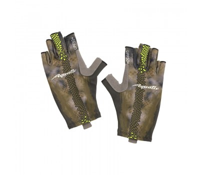 Перчатки для рыбалки летние Aquatic UPF50+ (цвет: carp camo bronze, размер L/XL)