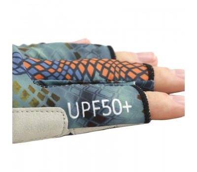 Перчатки для рыбалки летние Aquatic UPF50+ (цвет: pike camo blue, размер L/XL)