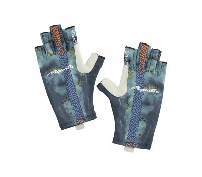 Перчатки для рыбалки летние Aquatic UPF50+ (цвет: pike camo blue, размер S/M)