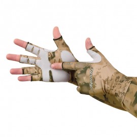 Перчатки для рыбалки летние Aquatic UPF50+ (цвет: SAND CAMO, размер L/XL)