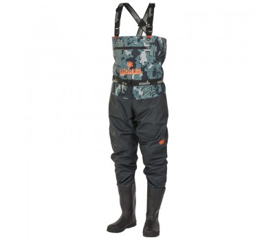 Полукомбинезон заброд. Norfin PILOT CAMO BOOTFOOT р.43-M с сапогами резина