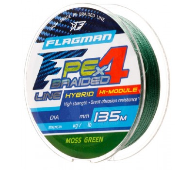 Шнур Flagman PE Hybrid F4 135m MossGreen 0,10mm. 4,6кг/10lb