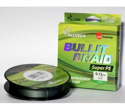 Шнур плетёный ALLVEGA Bullit Braid 135м тёмно-зелёный 0,10мм (5,5кг)