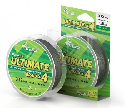 Шнур плетёный ALLVEGA Ultimate 135м тёмно-зелёный 0,10мм (5,1кг)