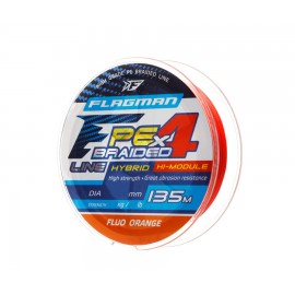 Шнур Flagman PE Hybrid F4 135m FluoYellow 0,06mm. 2,7кг/6lb