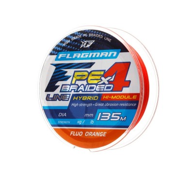 Шнур Flagman PE Hybrid F4 FluoOrange 135м 0.08мм