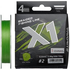 Шнур Favorite X1 PE 4x 150m (l.green) #2.0/0.240mm 30lb/1...