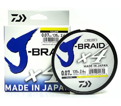 Шнур Daiwa J-Braid X4E 0,13mm 135m Yellow