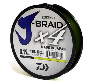 Шнур Daiwa J-Braid X4E 0,19mm 135m Yellow