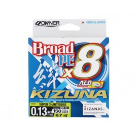 Шнур Owner Kizuna Broad PEx8 135м 0.13мм 6.7кг Chartreuse