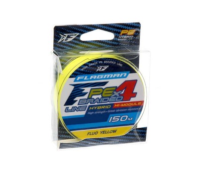 FLAGMAN Шнур PE Hybrid F4 150м Fluo Yellow 0,26мм 12,7кг 28lb