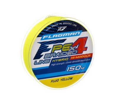FLAGMAN Шнур PE Hybrid F4 150м Fluo Yellow 0,32мм 18,2кг 40lb