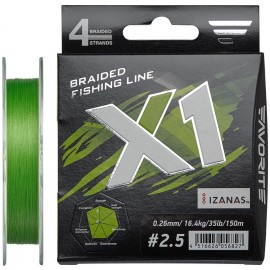 Шнур Favorite X1 PE 4x 150m (l.green) #2.5/0.260mm 35lb/1...