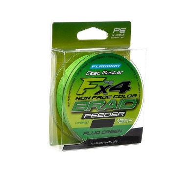FLAGMAN Шнур Cast Master Feeder Braid F4 150м Fluo Green 0,18мм 11,3кг 25lb