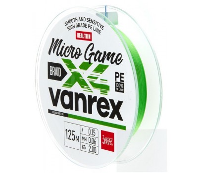 Леска плет. LJ Vanrex MICRO GAME х4 BRAID Fluo Green 125/006