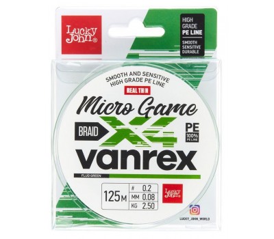 Леска плет. LJ Vanrex MICRO GAME х4 BRAID Fluo Green 125/008