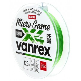 Леска плет. LJ Vanrex MICRO GAME х4 BRAID Fluo Green 125/012