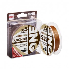 Плетеный шнур тонущий №ONE ANCHOR X5-150 (dark brown) d0.12