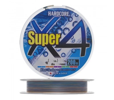 Шнур Duel PE Hardcore Super X4 200m 5Color №1.2 9.0kg