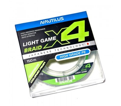 Шнур Nautilus X4 Light game Braid Chartreus 2.2кг 0,3PE 150м