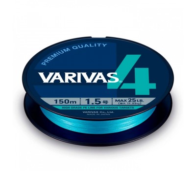 Шнур плетенный VARIVAS 4 Water Blue #1.2 9.51kg 150m Blue