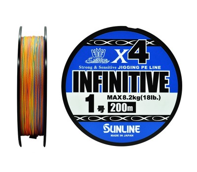 Плетёный шнур Sunline INFINITIVE x4 #1.0/18lb 200m Multi Color