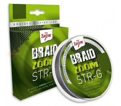 Braid Zoom STR-G braided  line (dark grey), 0,12, 4,3kg, 130m (Тонущий плетеный Шнур,из Dyneem-нитей, круглый,без памяти, не растягивается, УФ-защитой)