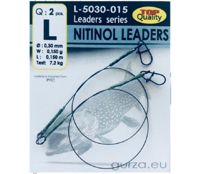 Поводки GURZA Nitinol Liader L (0,3 mm x 0,15 m) 2 шт
